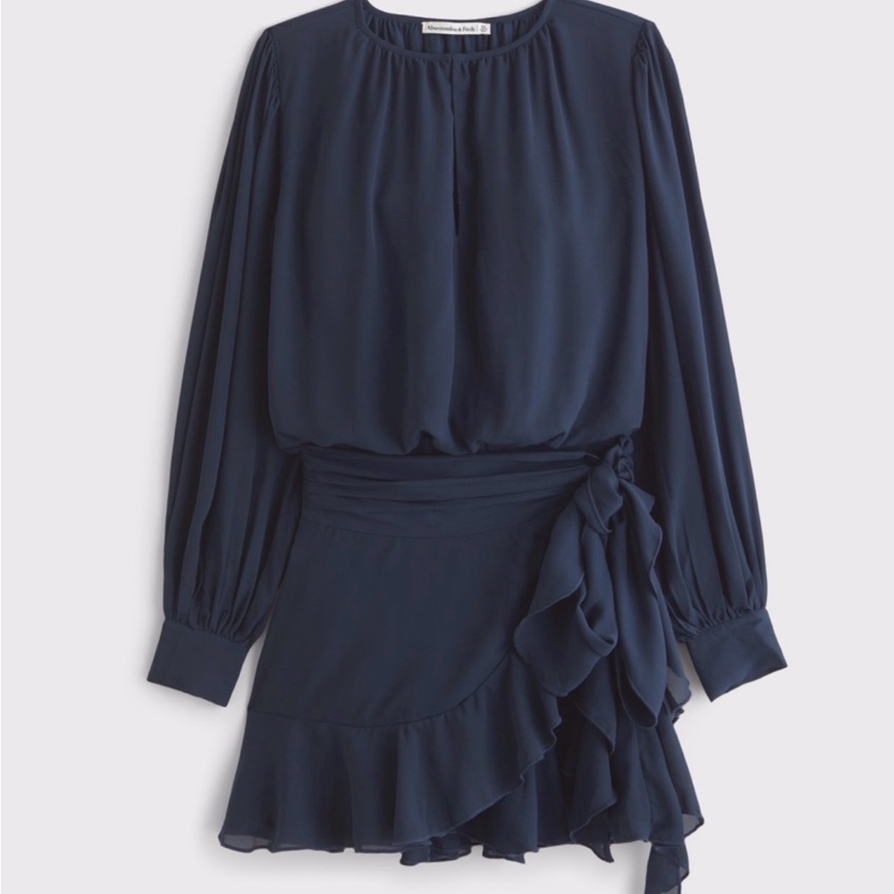 Long Sleeve Wrap Mini Dress